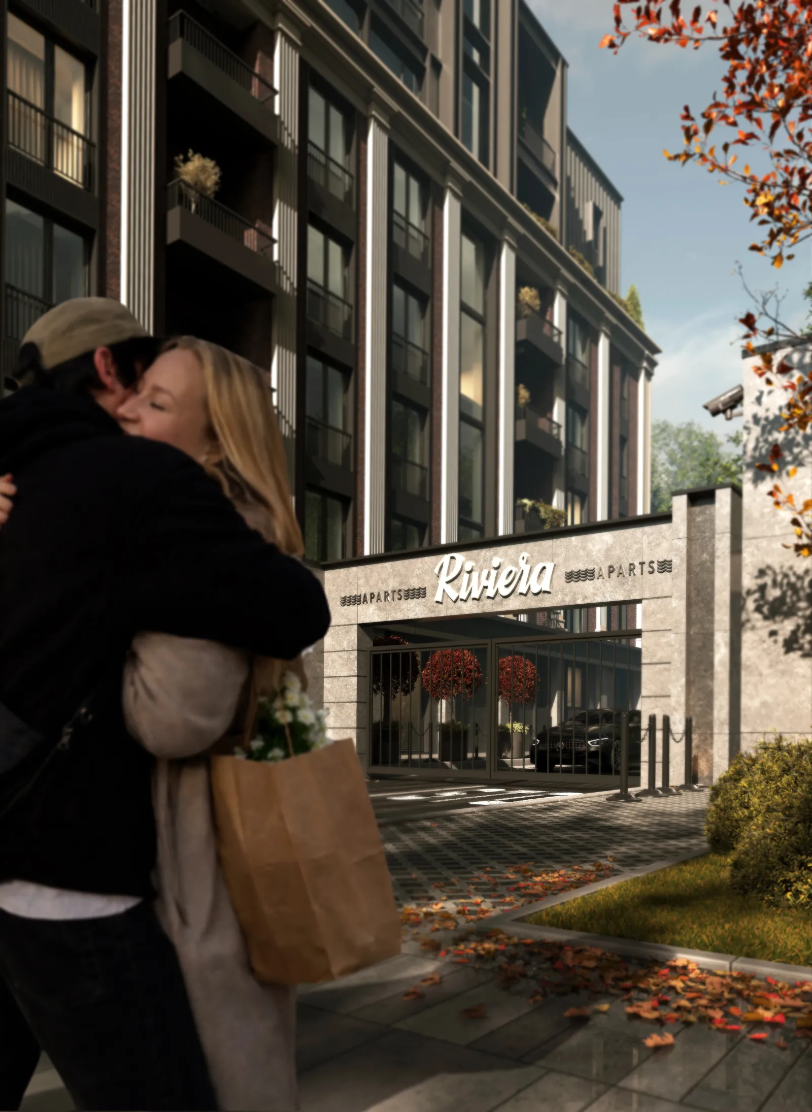 Riviera Aparts — пара біля головного входу