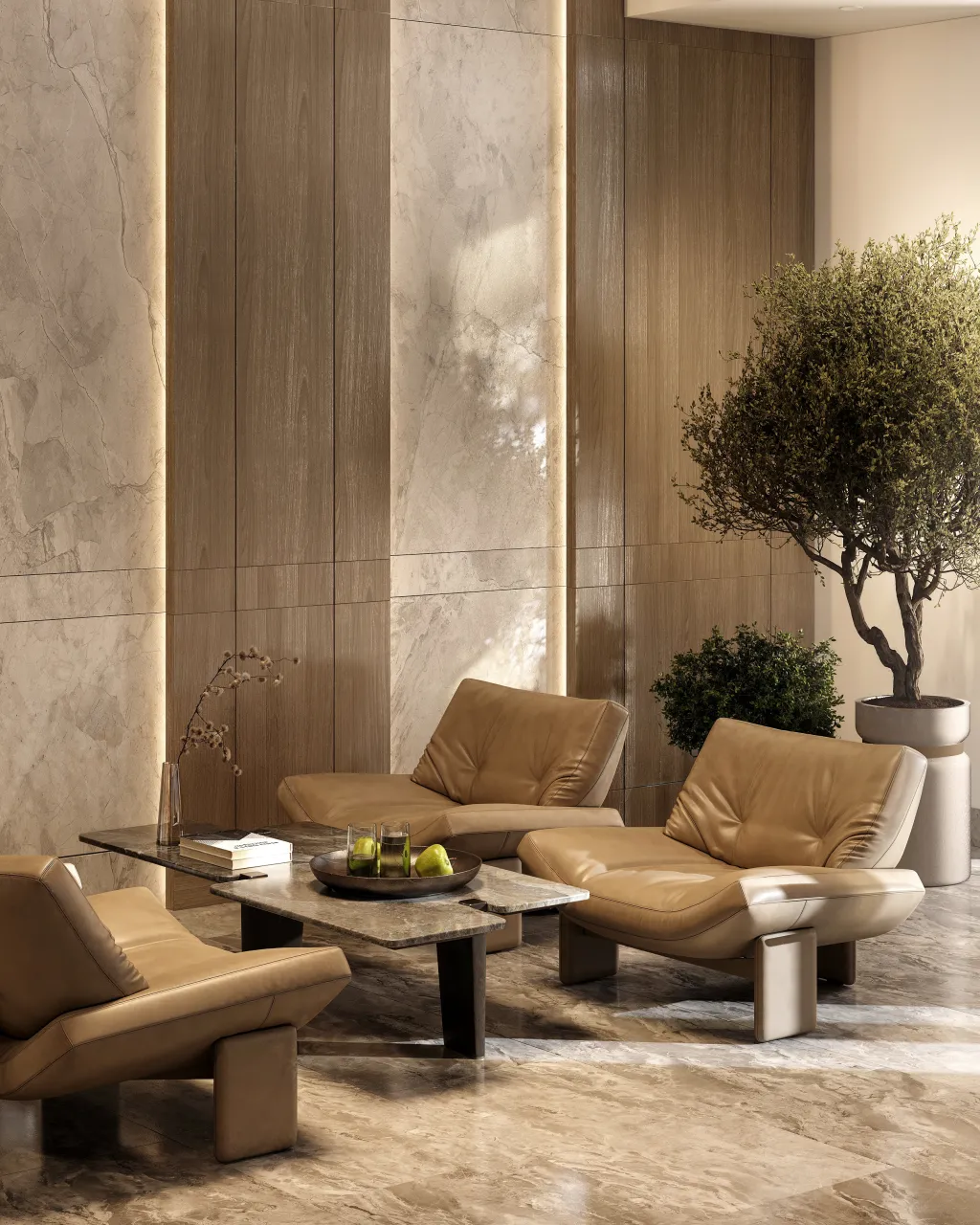 Riviera Aparts — зона відпочинку з оливковим деревом